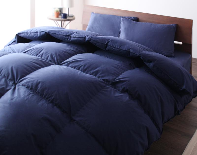 【大人気通販】布団セット ベッド用１０点 キングサイズ 色-ミッドナイトブルー /シンサレート高機能中綿素材 暖かい キング用