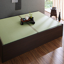 和のくつろぎ 選べる畳の和モダンデザイン畳引出収納付ベッド (ダブル
